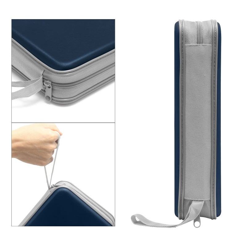 Siveit CD Case Holder, 80 Capacity CD/DVD Case Holders Wallet Hard Plastic CD DVD Disc Cases Storage Binder for Car Home Office Travel (Dark Blue) - Image 3